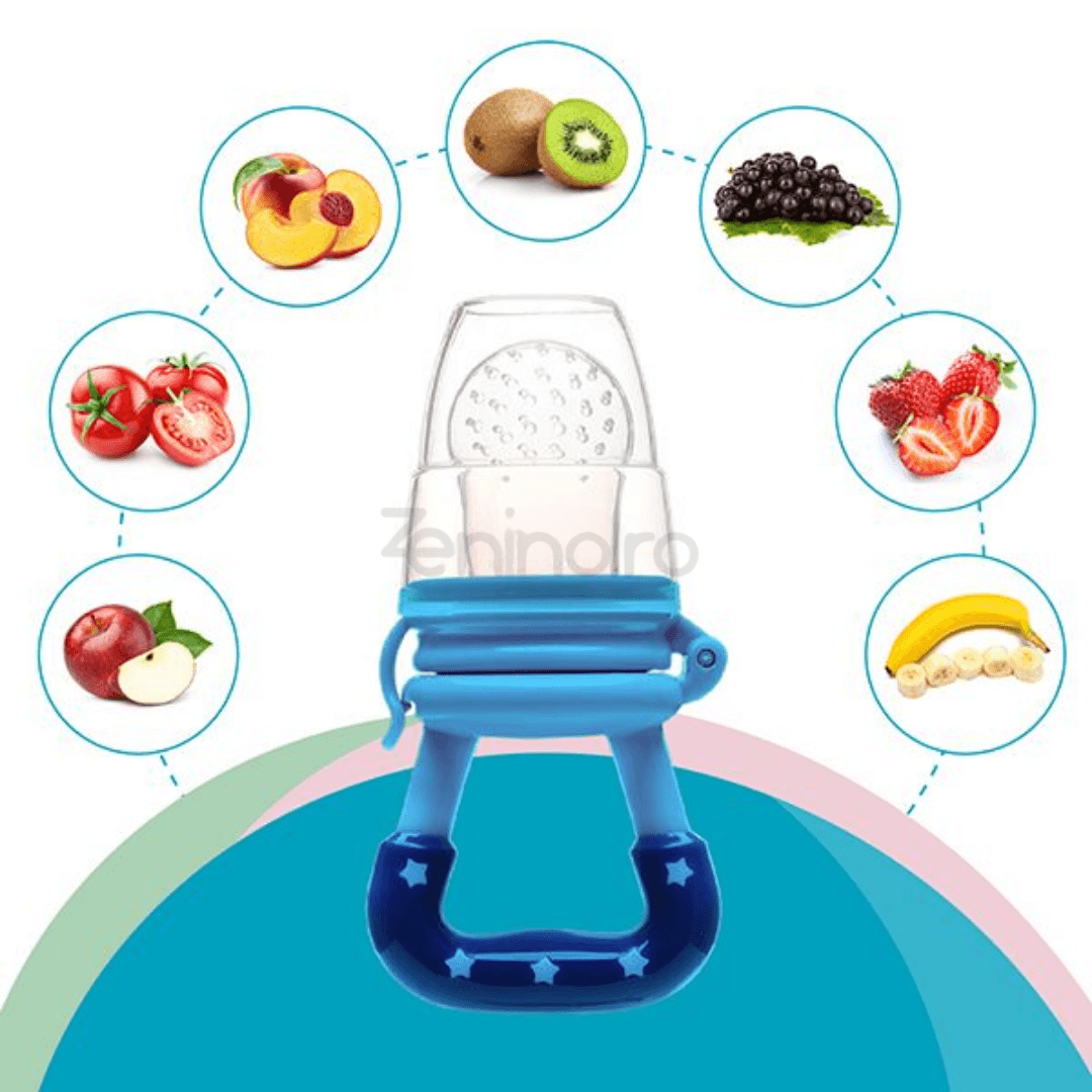 Pacifier for Diversification, Teething, for Fruit, Puree, BPA Free, Protective Cap, Leakproof Closure, Easy to Clean, Blue