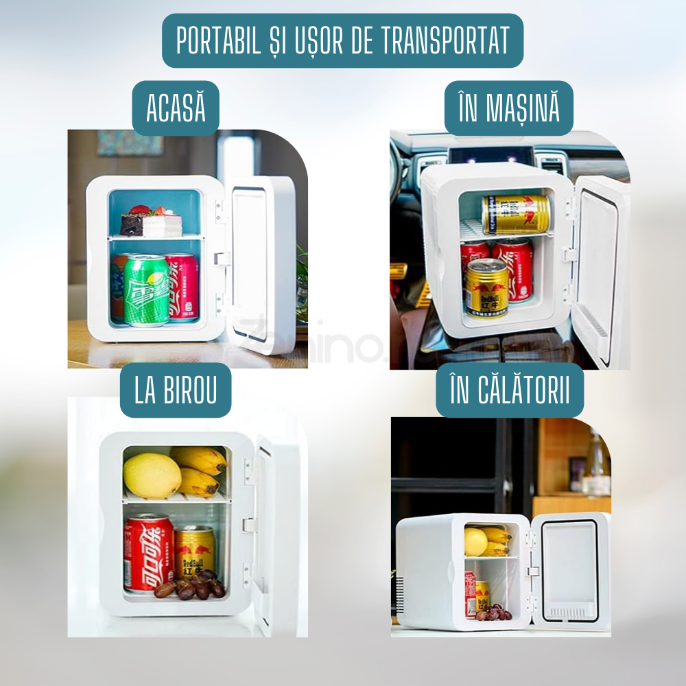 Mini Frigider Portabil 8L, Functie Incalzire si Racire, pentru Alimente si Cosmetice