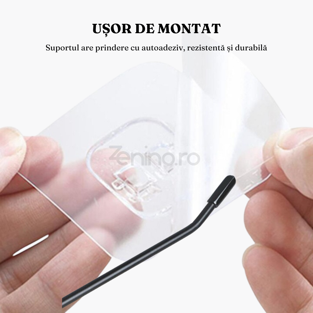 Suport pentru Prosoape/Hartie, tip Tija, Prindere Autoadeziva, Metalic, Alb/Negru, 9,5x9,5x4 cm