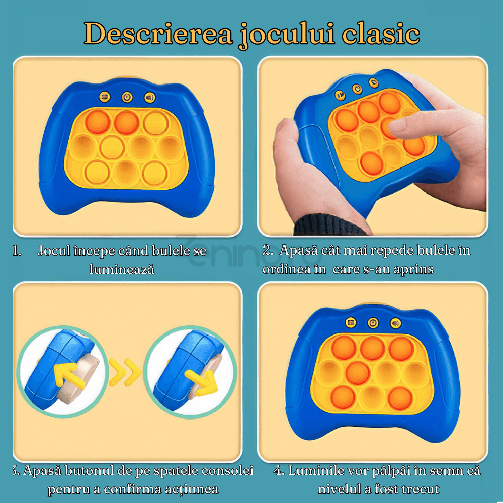 Pop It Console Interactive, Antistress, Portable, Compact, with Batteries, Premium ABS, Silicone, 4 Game Modes, +3 Years