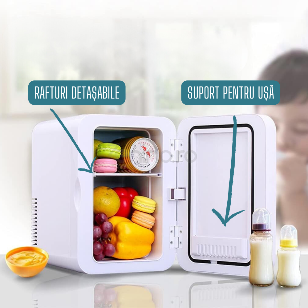 Mini Frigider Portabil 8L, Functie Incalzire si Racire, pentru Alimente si Cosmetice