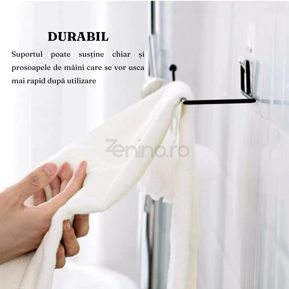 Suport pentru Prosoape/Hartie, tip Tija, Prindere Autoadeziva, Metalic, Alb/Negru, 9,5x9,5x4 cm