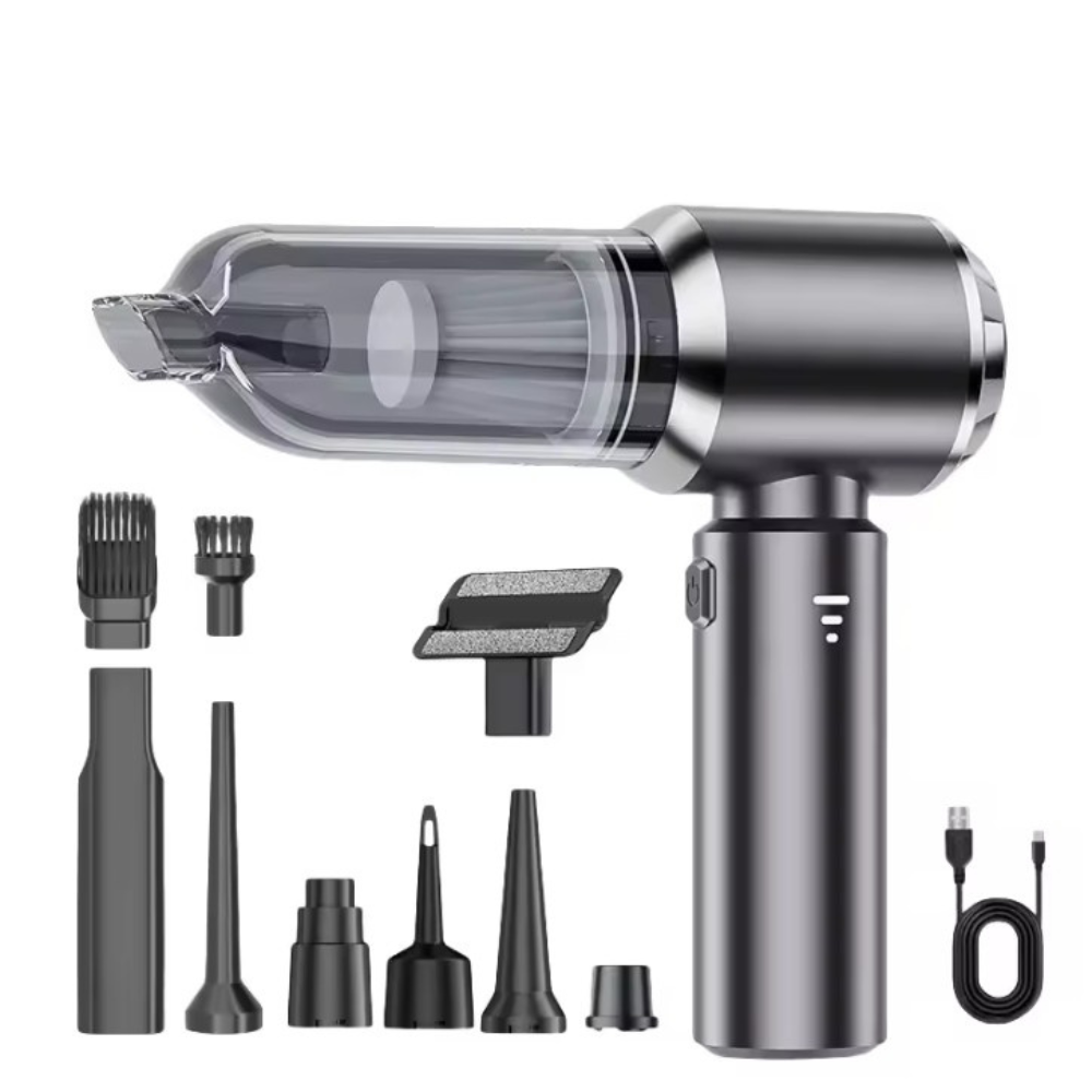 Aspirator Auto Portabil, 3 Viteze, 100W, Filtru Hepa, 2000mAh, 7 Capete Aspirare, 50dB
