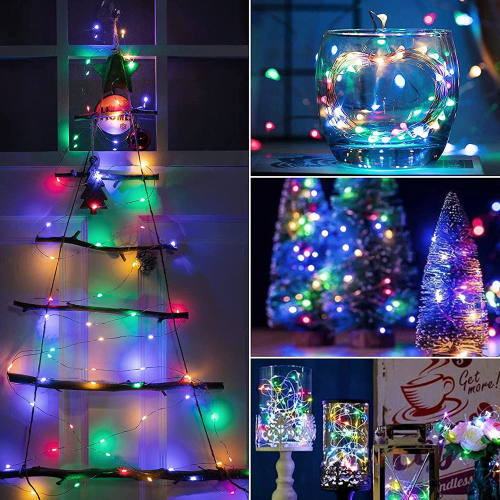 Linear Christmas Installation, 1m/3m/5m/10m, IP20, 2 Lights, Green Wire, Batteries