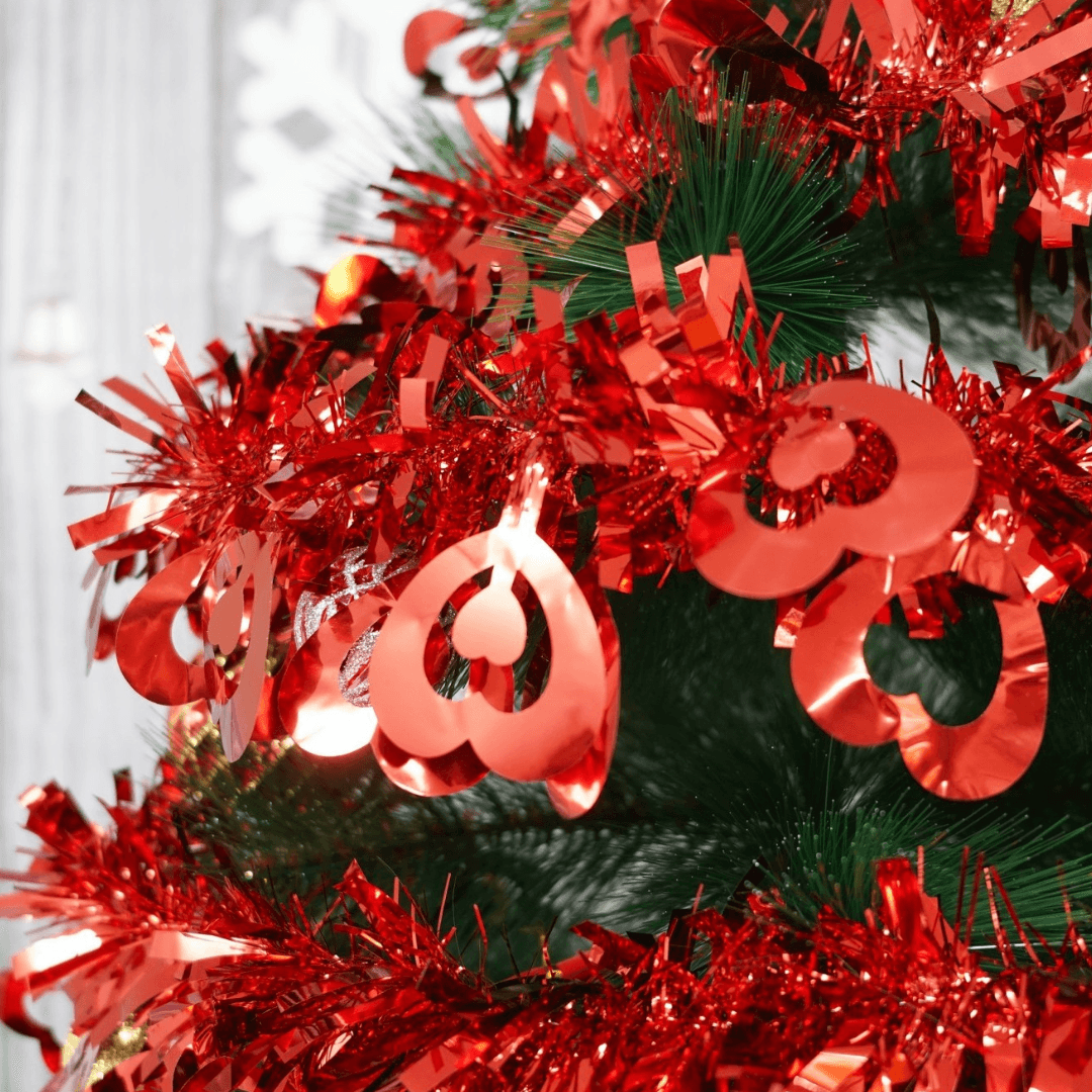 Christmas Tinsel, Various Designs, 2m x 11cm, Red, Blue, Pink