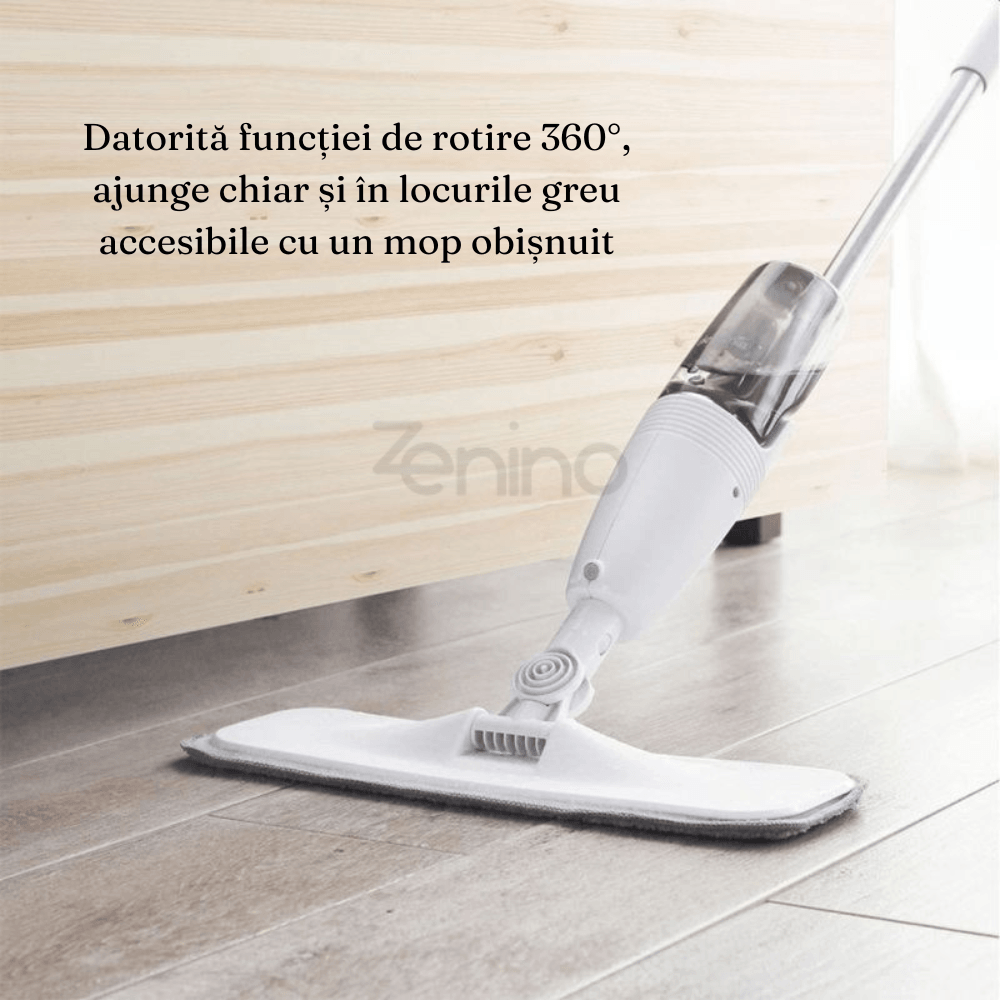 Flat Mop with Sprayer, 350 ml Tank, Multiple Surfaces, Compact, Ergonomic Handle, Efficient Cleaning, Easy to Maneuver, with Two Microfiber Refills, 125 x 40 cm