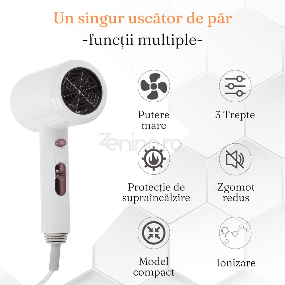 Hair Dryer, with Stand, 3 Modes, 1200W, Durable Material, Ionization, Compact Size, Overheating Protection, White