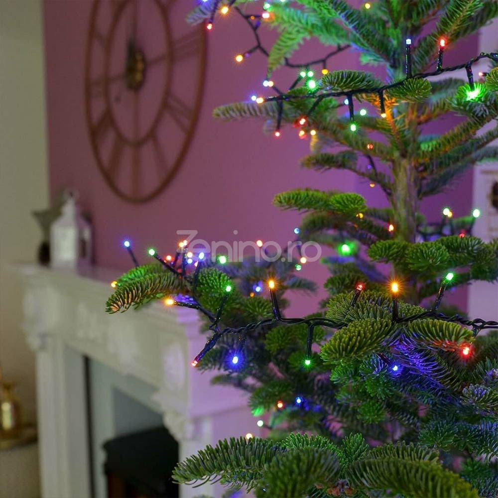 Christmas Installation, Linear, LED Bulbs, Multicolor, 8 Light Effects, Black Wire, 220V, Controller