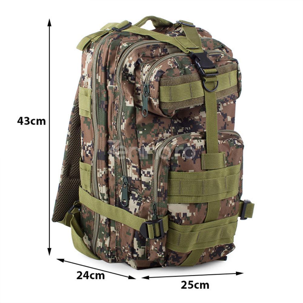 Rucsac Militar Tactic, pentru Drumetii, 30L, 2 Compartimente, Centuri de Prindere, Impermeabil, Material Rezistent, 43x24x25cm