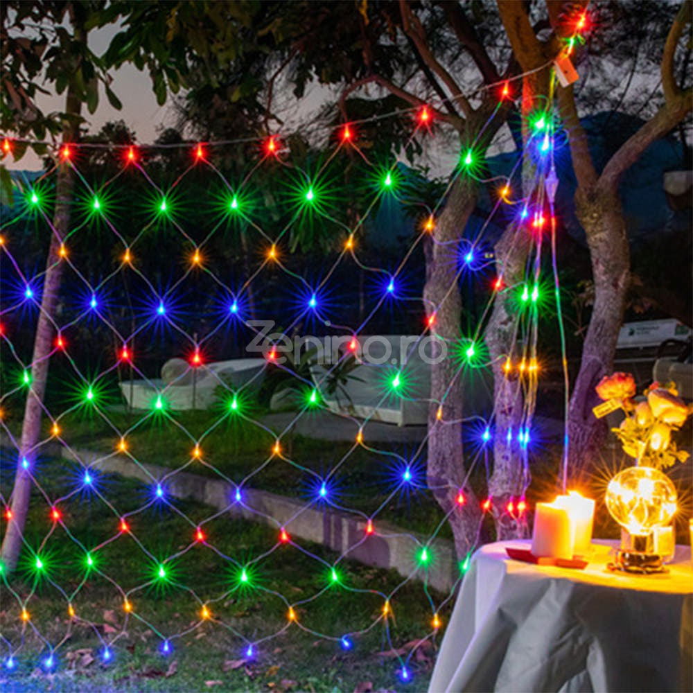 Christmas Installation, Mesh Type, LED Bulbs, 8 Light Effects, Interconnectable, Transparent Wire, 1.5m Extension Cord, Warm White, Cold White, Multicolor