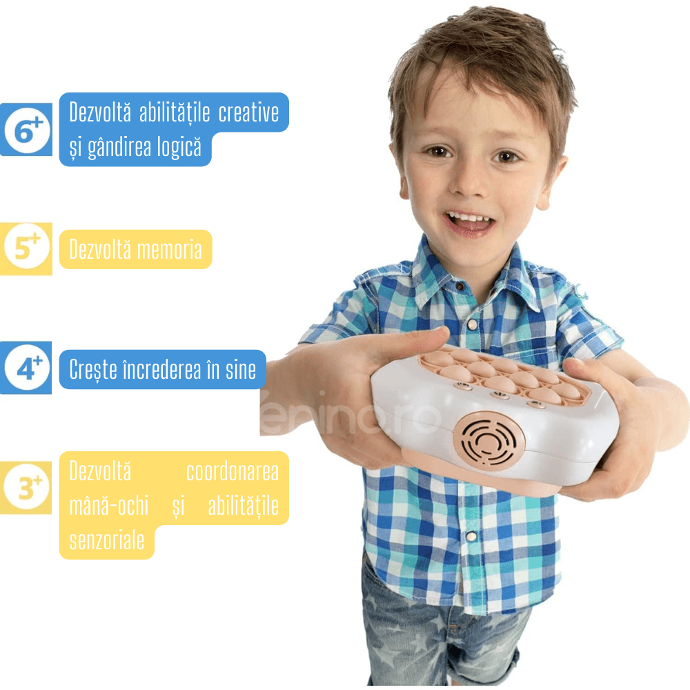 Pop It Interactive Console, 4 Game Modes, Antistress, Portable, Compact, with Batteries, Premium ABS, Silicone, for All Ages
