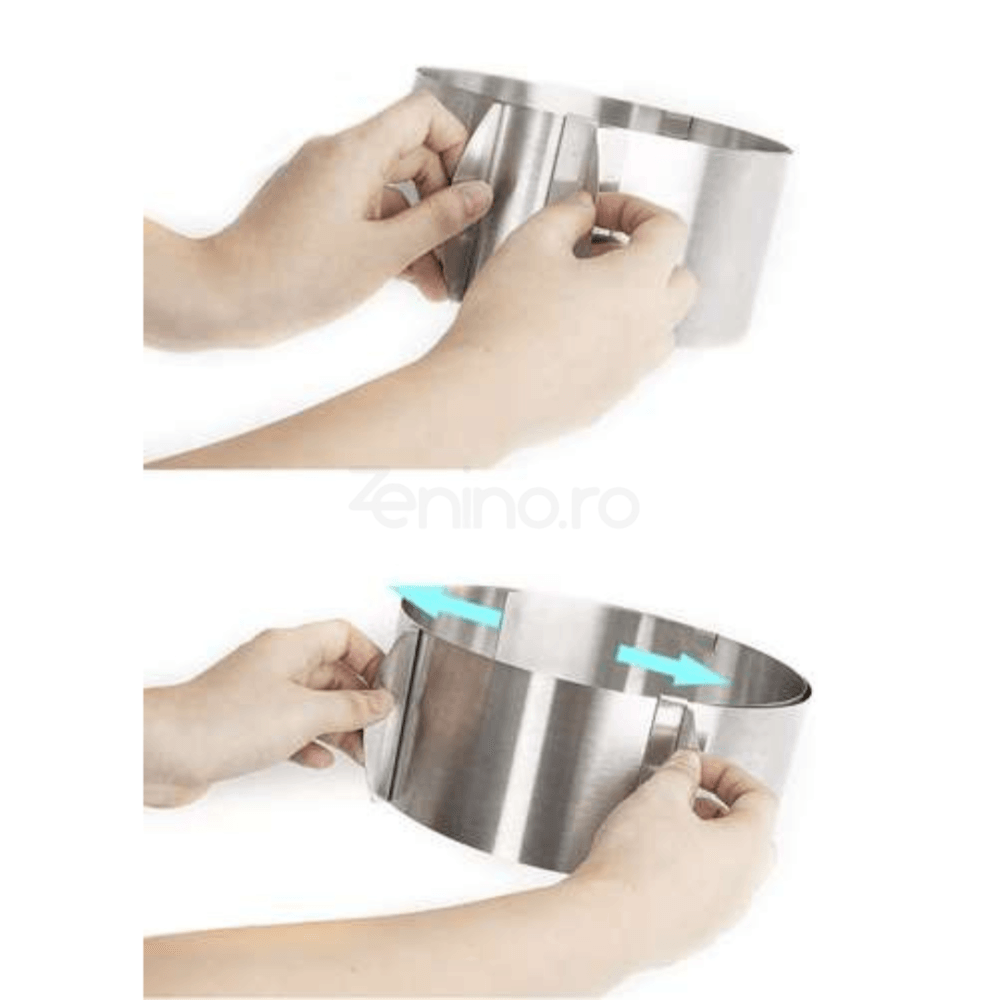 Adjustable Cake Pan, Adjustment 16-30 cm, Height 12 cm, Steel, Safety Clip, Silver