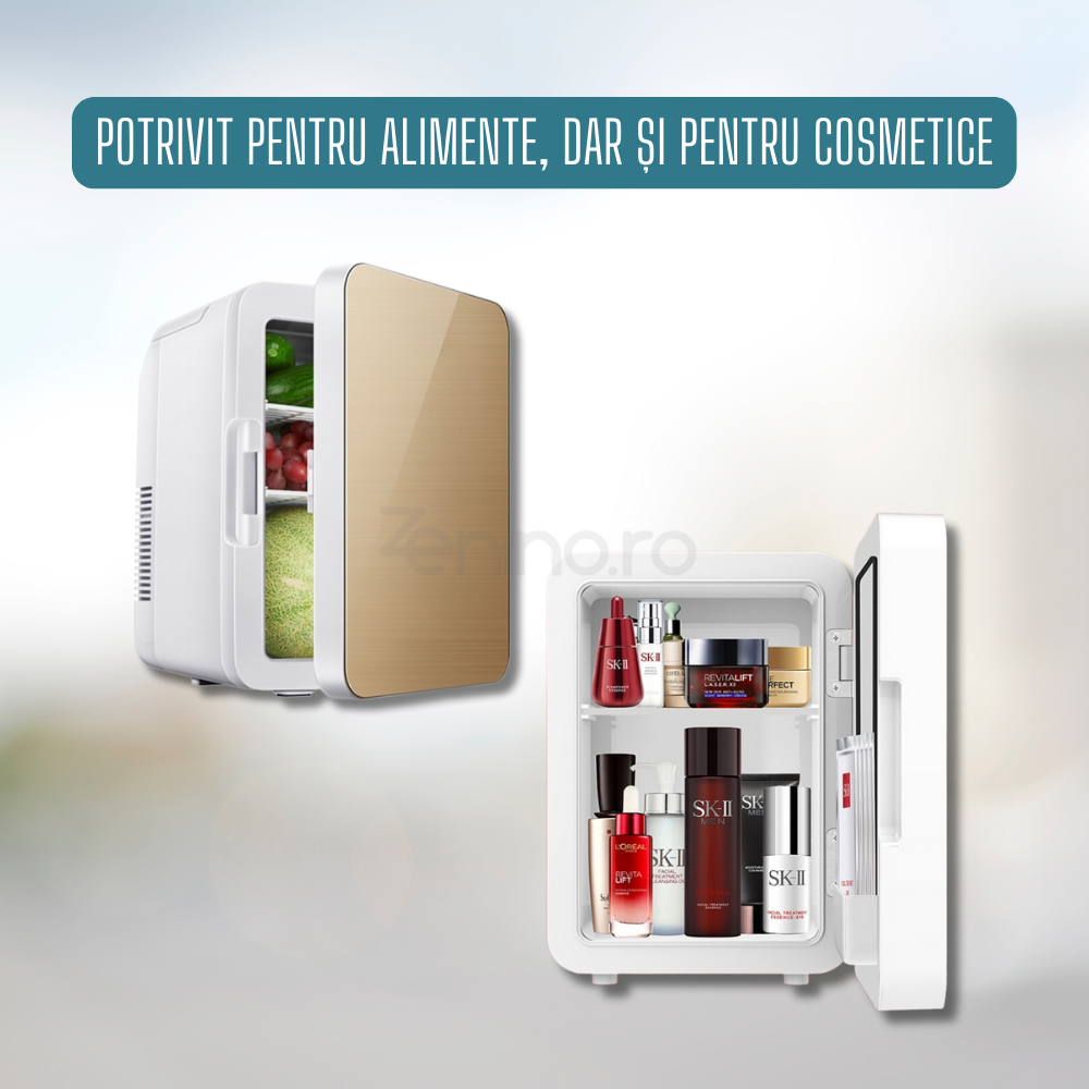 Mini Frigider Portabil 8L, Functie Incalzire si Racire, pentru Alimente si Cosmetice