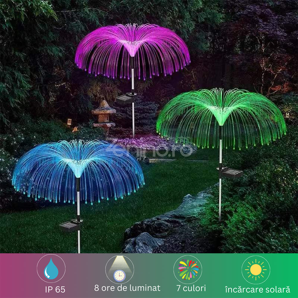 Соларна лампа Medusa, 8 часа автономия, RGB, устойчива, IP65, за закрепване към земята, 600mAh, многоцветна, 80 см