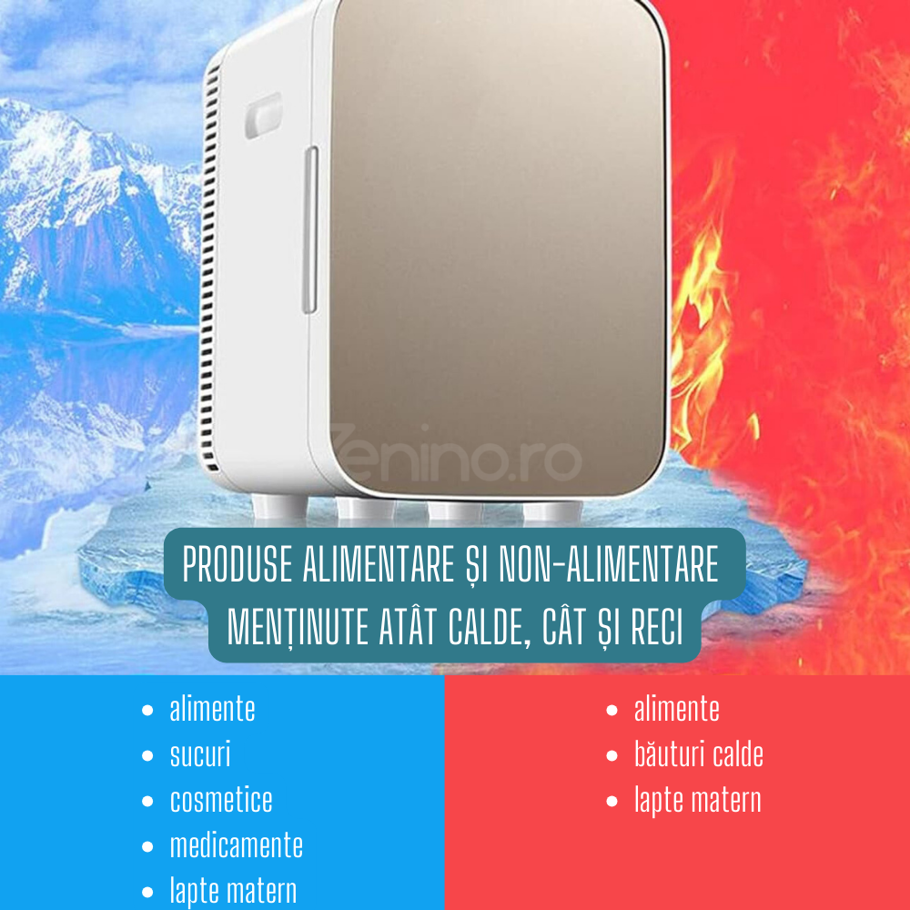 Mini Frigider Portabil 8L, Functie Incalzire si Racire, pentru Alimente si Cosmetice