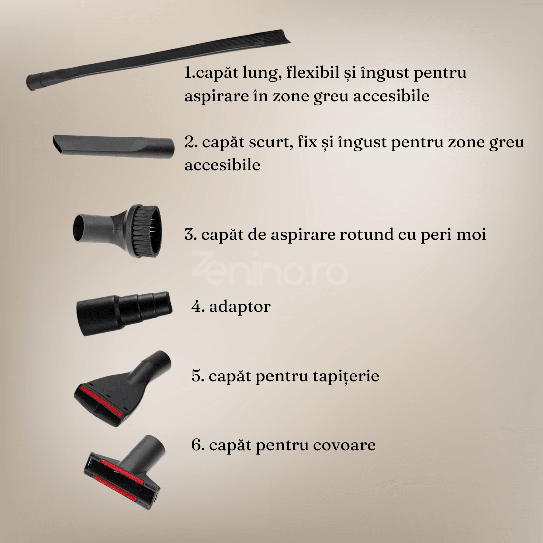 Set of 6 Vacuum Cleaner Heads, Soft Brushes, for Sofas, Cars, Carpets, 32mm, 31-35mm Adapter, Efficient Cleaning, ABS