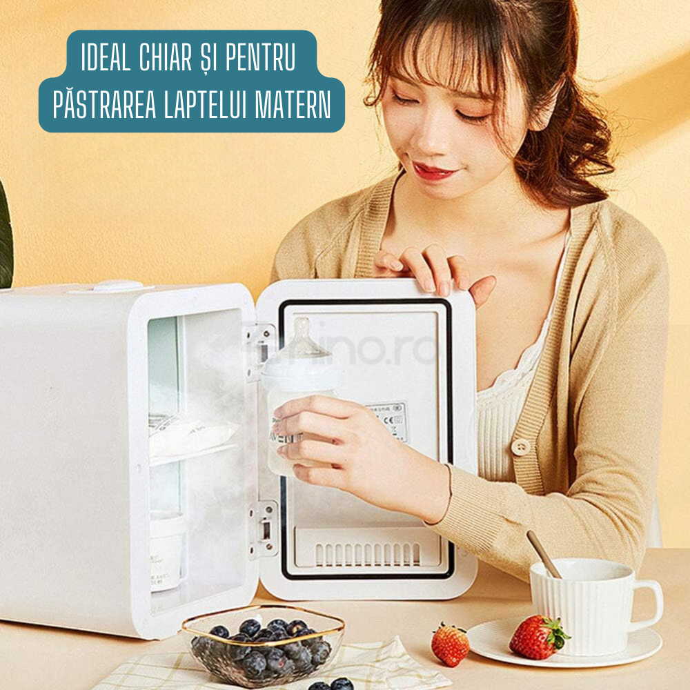 Mini Frigider Portabil 8L, Functie Incalzire si Racire, pentru Alimente si Cosmetice