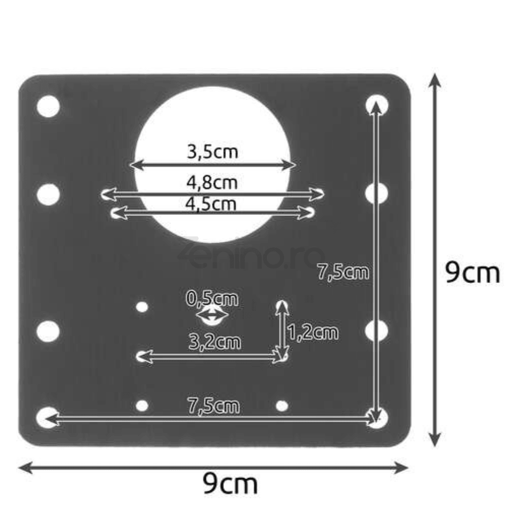 Set of 4 Flat Perforated Plates, for Hinges, Universal Model, High Strength, 20 Screws, Stainless Steel