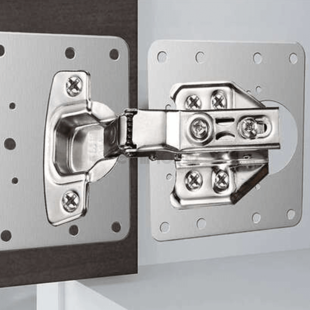 Set of 4 Flat Perforated Plates, for Hinges, Universal Model, High Strength, 20 Screws, Stainless Steel