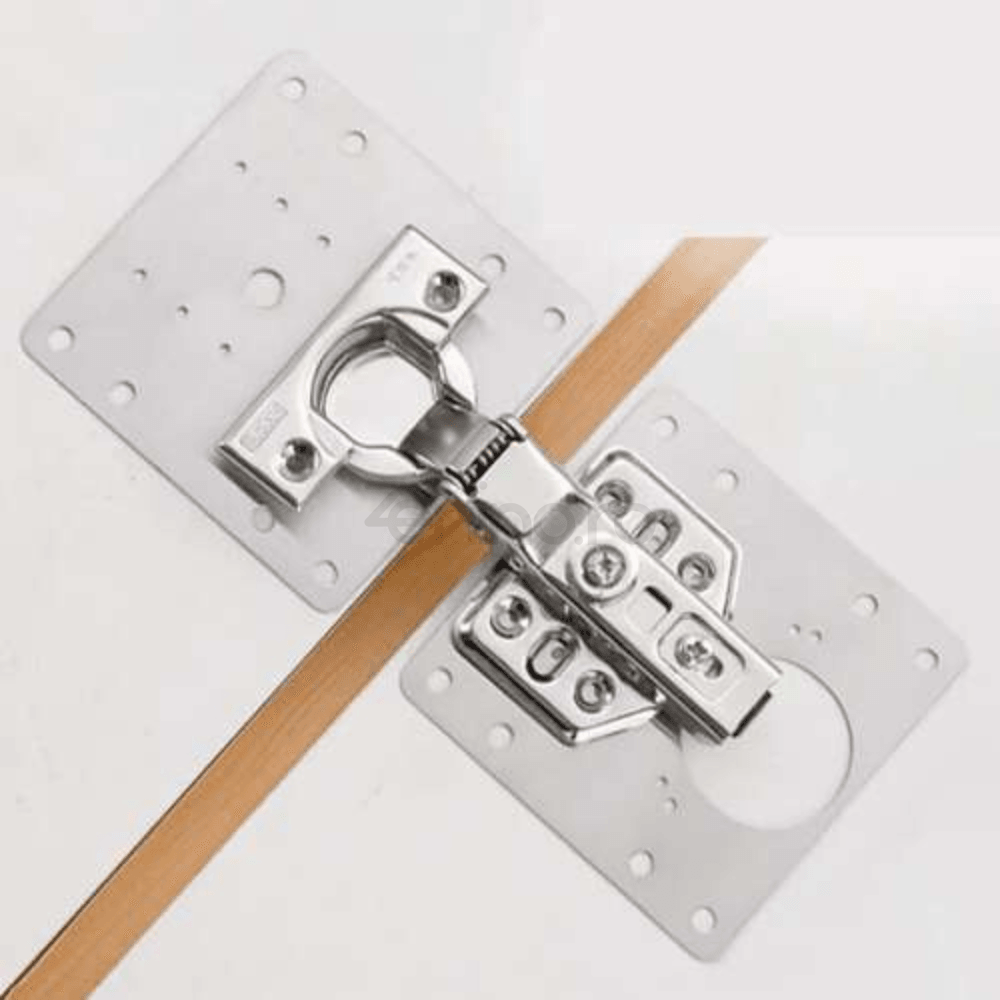 Set of 4 Flat Perforated Plates, for Hinges, Universal Model, High Strength, 20 Screws, Stainless Steel