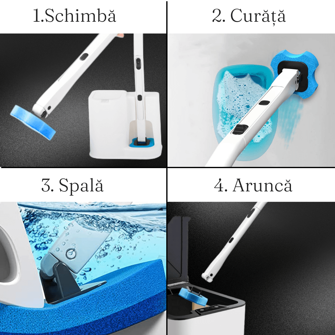 Perie Curatare Toaleta, Capete de unica folosinta, Igienizare, Curatare, 5 Rezerve, Fixare pe perete, Alb