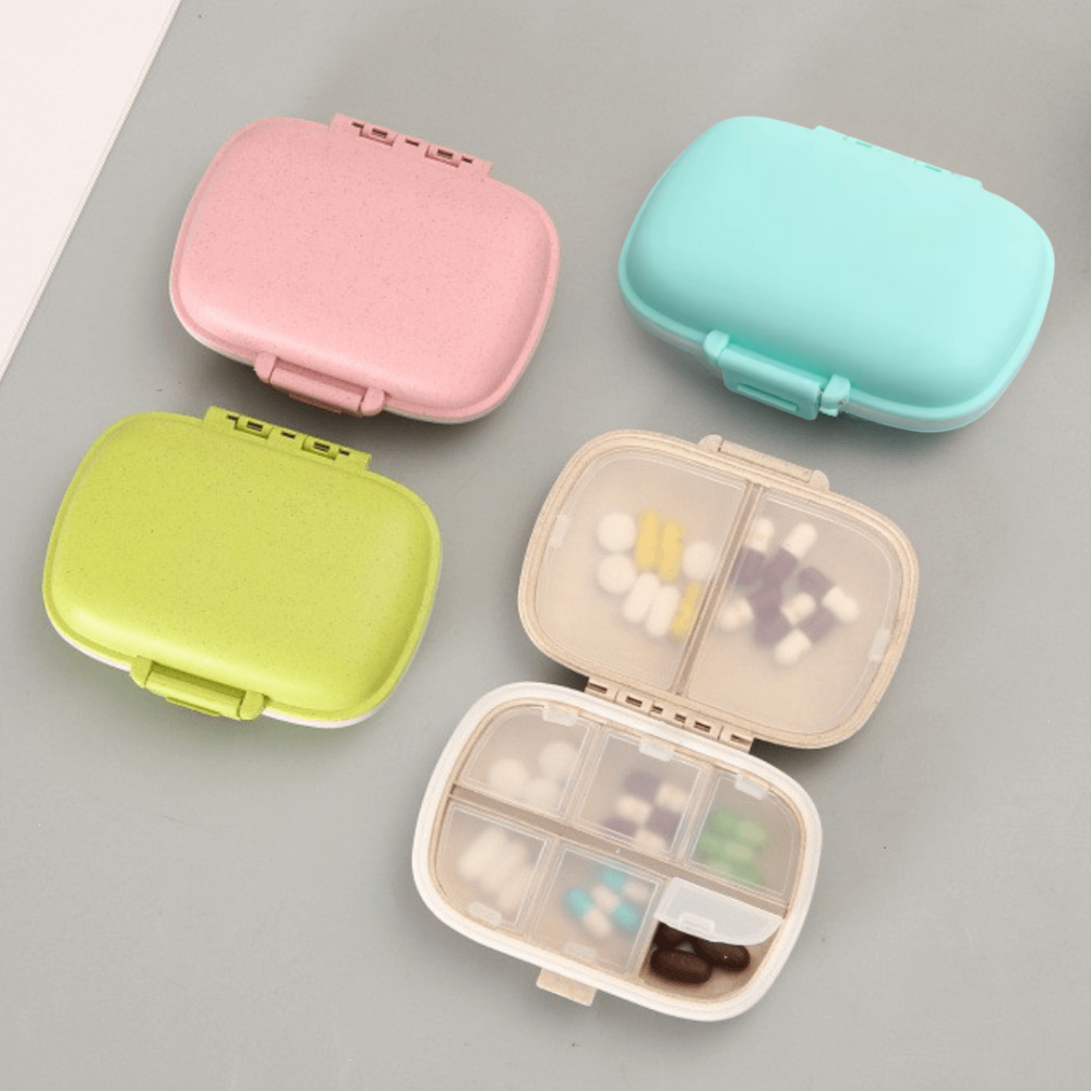 Organizator Medicamente, 8 Compartimente, Portabil, Dimensiune Compacta, 11x7cm, Plastic