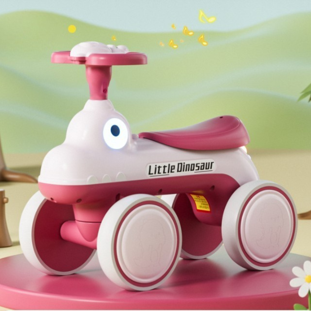 Children's Bicycle, Without Pedals, 4 Wheels, with Music and Lights, Made of Durable Plastic