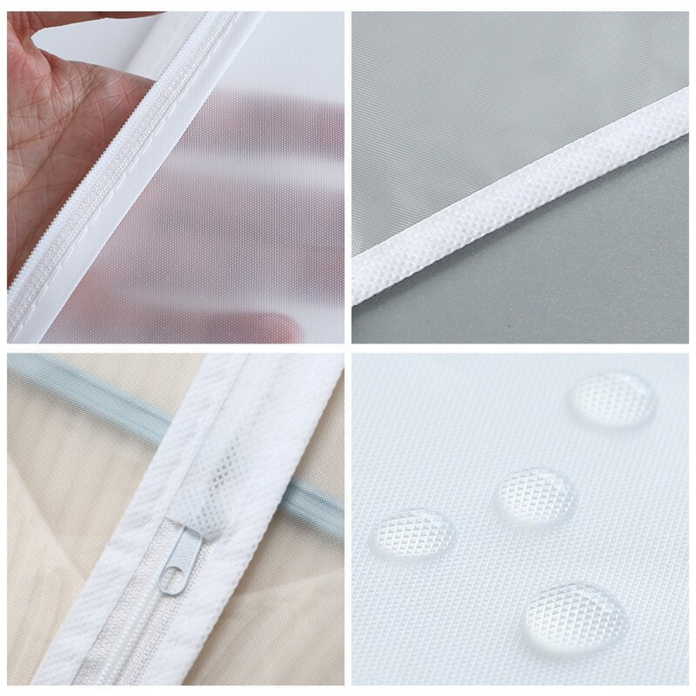Husa Depozitare Haine, cu Fermoar, Protectie Praf, 4 Dimensiuni, Transparent-Alb