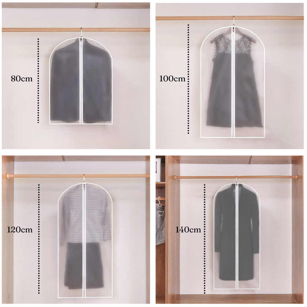 Husa Depozitare Haine, cu Fermoar, Protectie Praf, 4 Dimensiuni, Transparent-Alb