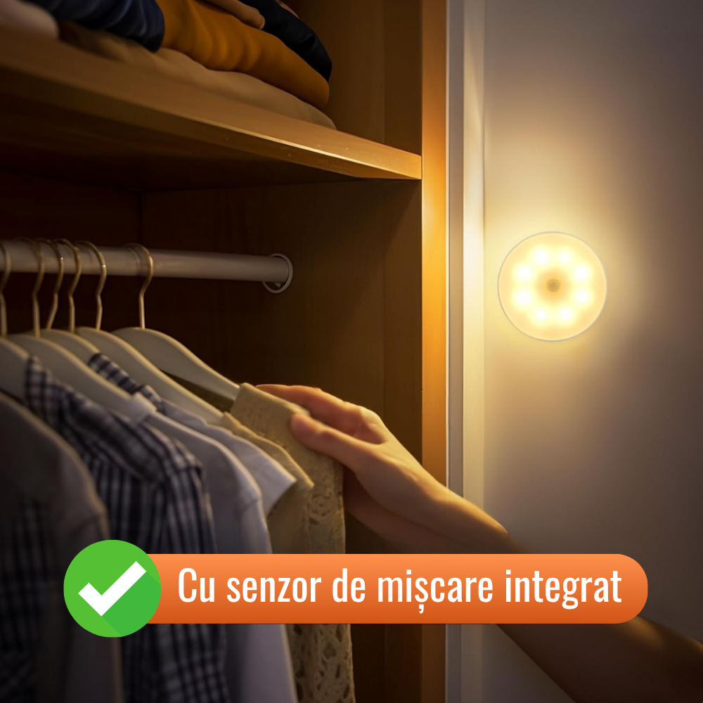 Lampa de Veghe, Senzor de Miscare, Incarcare USB, 8.5x2.3cm