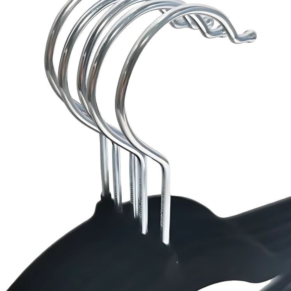 Velvet Hanger Set, Non-Slip, Steel Hook, Maximum Resistance 5 kg, Rounded Edges, Gray