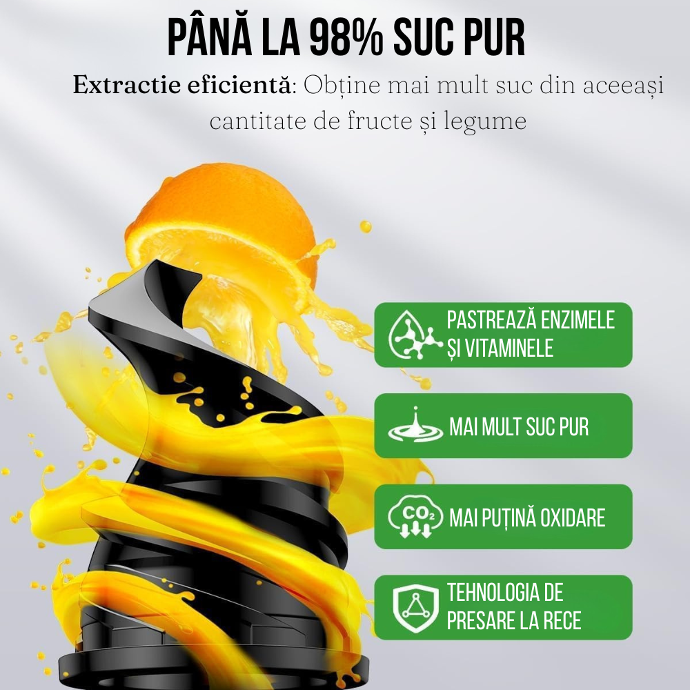 Storcator cu Presare la Rece, Fructe si Legume, 200W, Motor Silentios, Lame Otel,