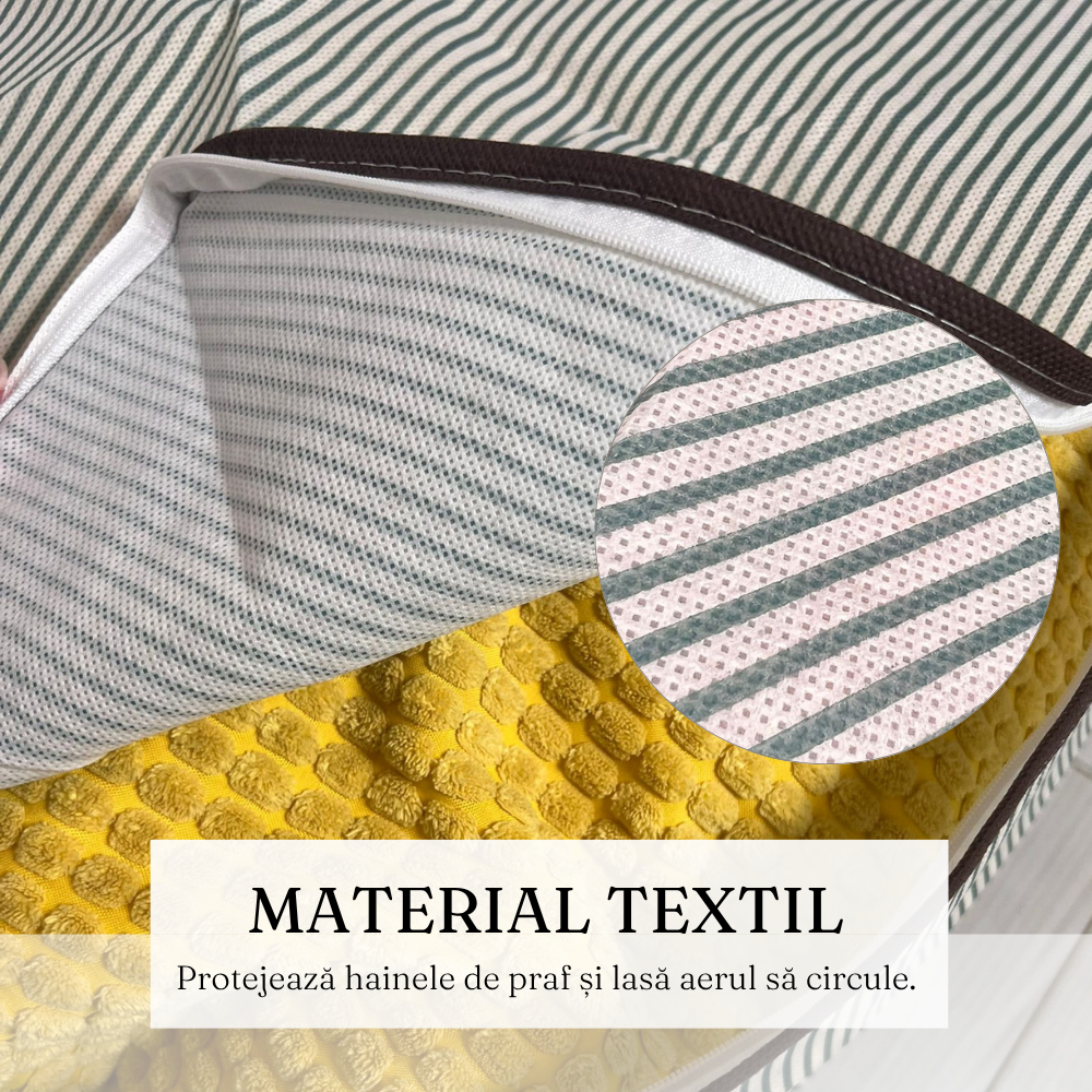 Cutie Depozitare 80-180 Litri, Inchidere cu Fermoar, Material Textil, Pliabil