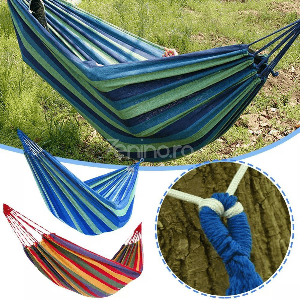 Garden Hammock, Wooden Bars, Fixing Ropes, 1/2 Persons, Maximum Load 200kg., Textile Material, Multicolor