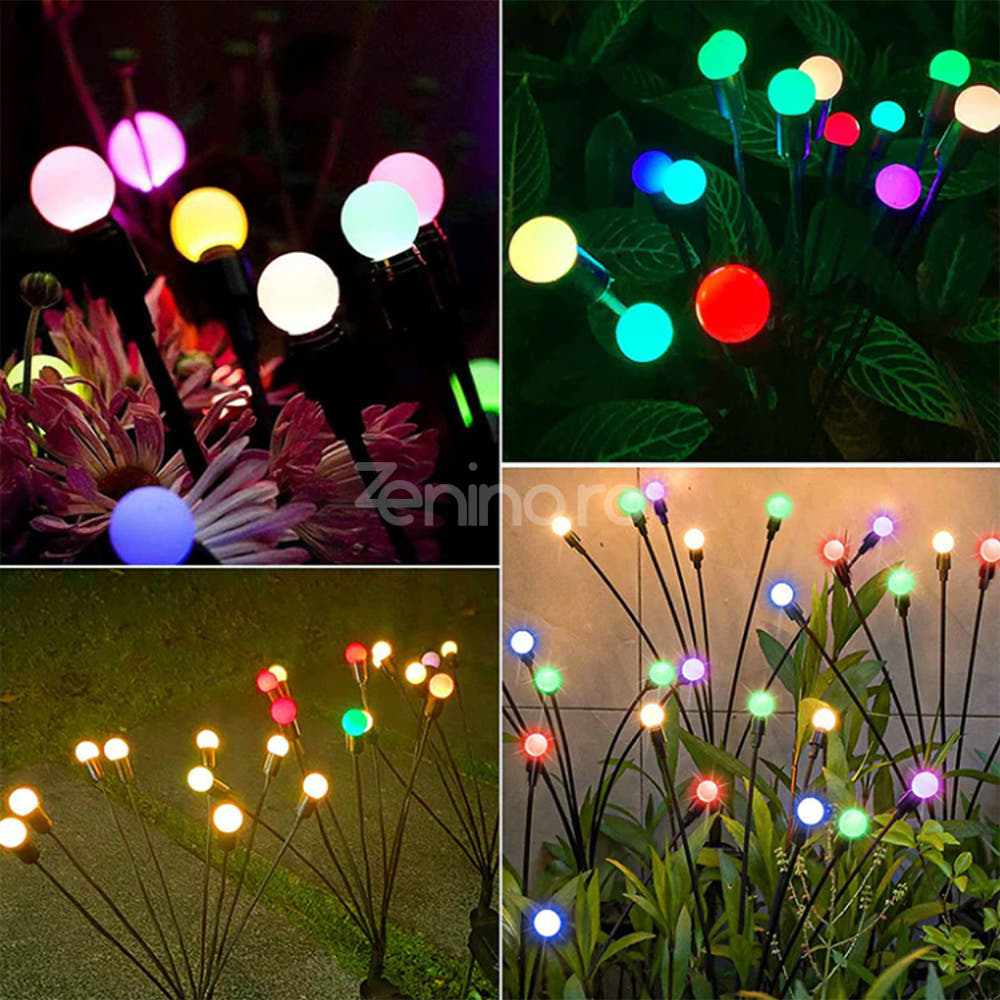 Solar Firefly Lamp, 6 Bulbs, for Garden, IP65, Ground Mount, 8h Battery Life, Height 70 cm, Black