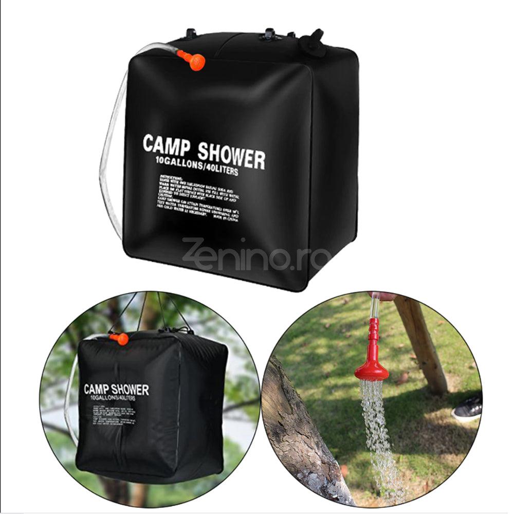 Dus Portabil cu Incalzire Solara, 20L, 40L, pentru Camping, Maner Agatare