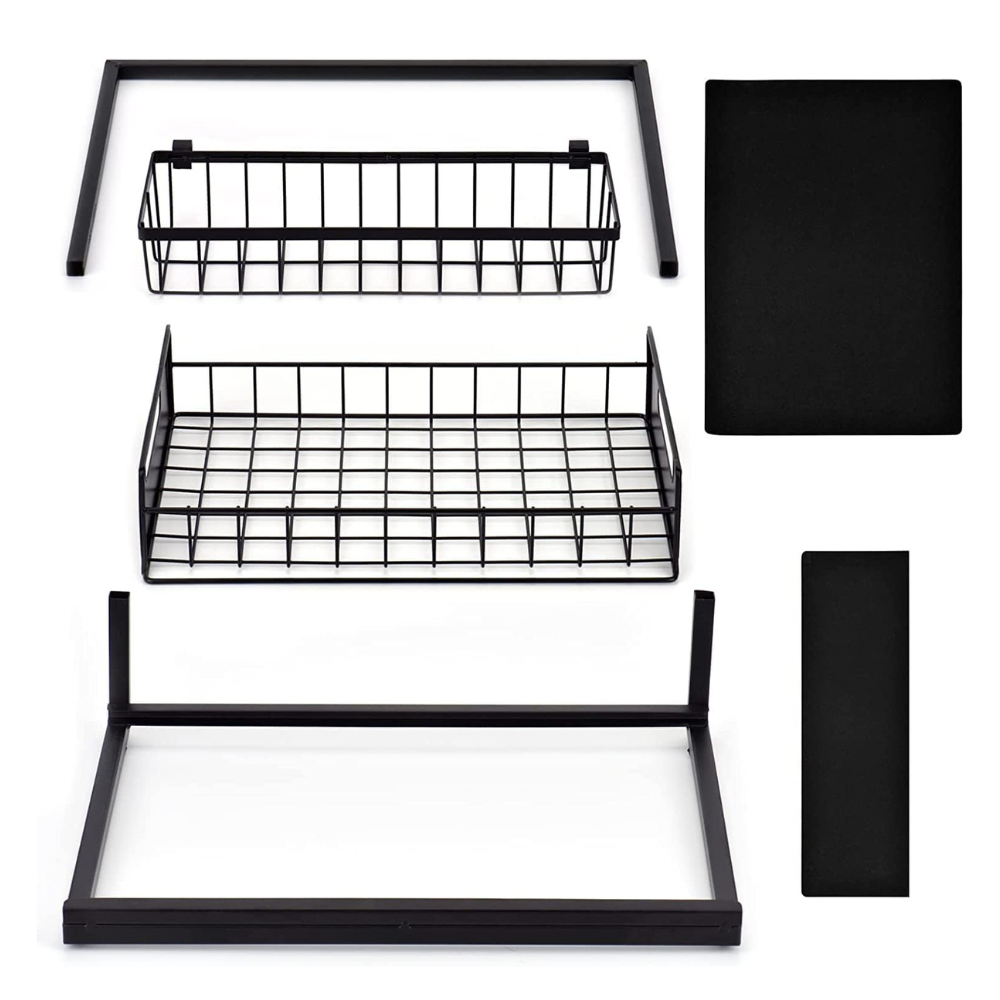 Raft Organizator cu 2 Niveluri, Potrivit sub Chiuveta, pentru Bucatarie, Baie, din Metal, 36x27x38cm