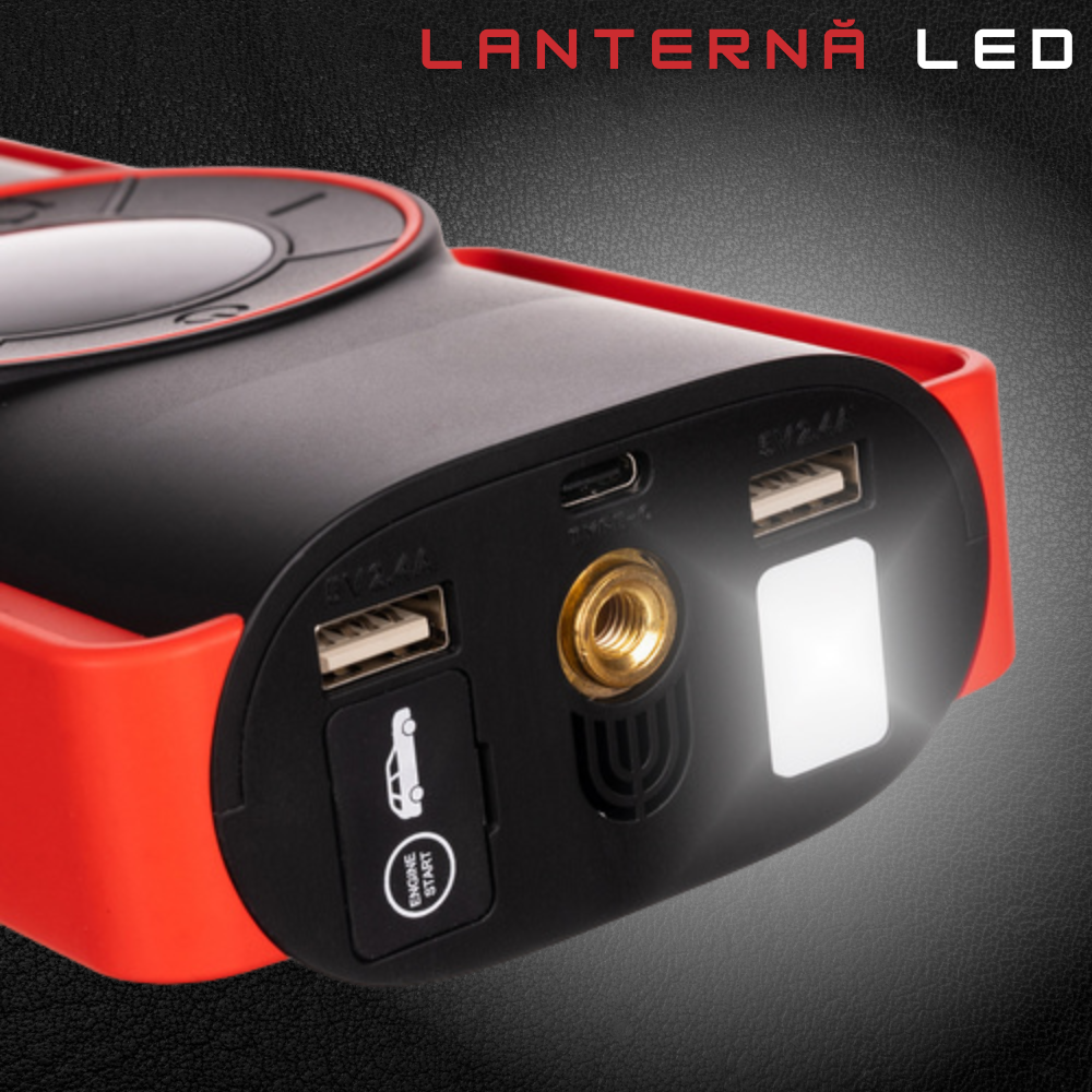 Redresor Auto 6in1, Starter 800A, 120W, 12V/10A, 10000 mAh, Lanterna LED, Compresor