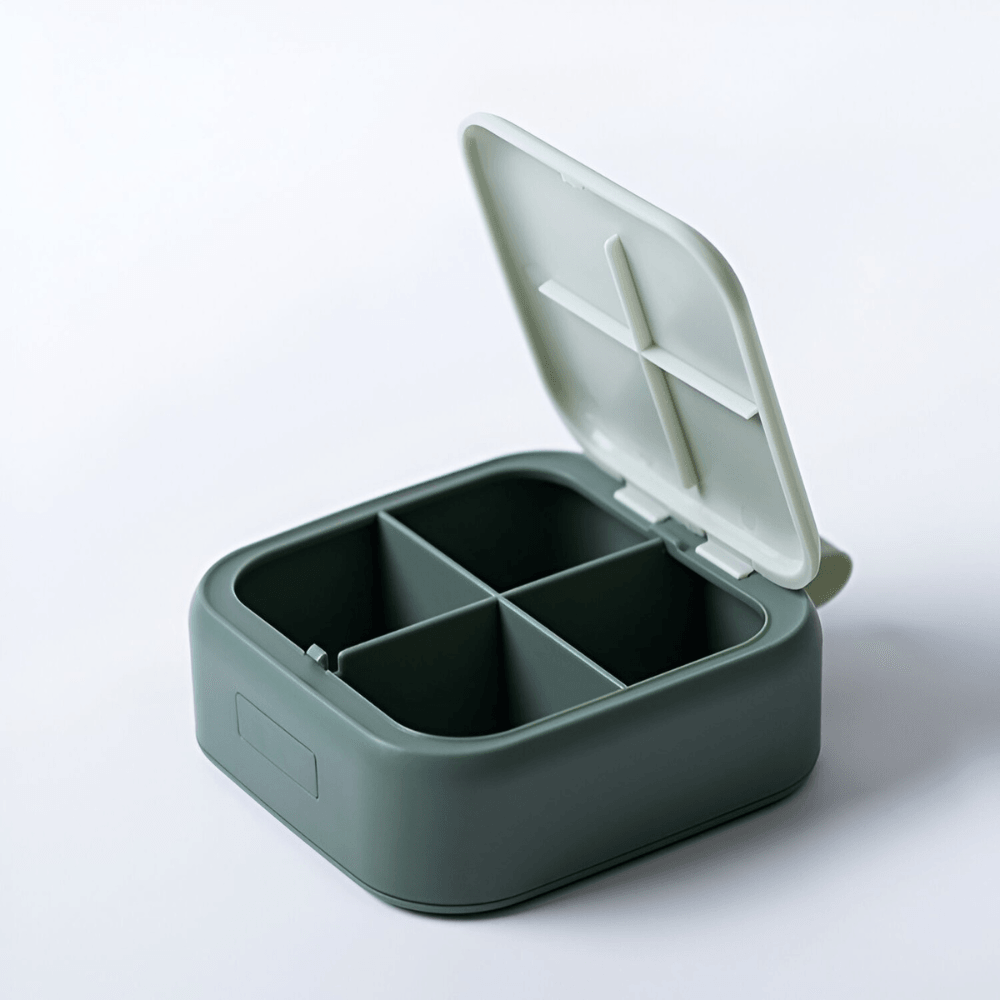 Mini Medicine Box, Efficient Organization, 4 Compartments, Airtight Closure, Portable