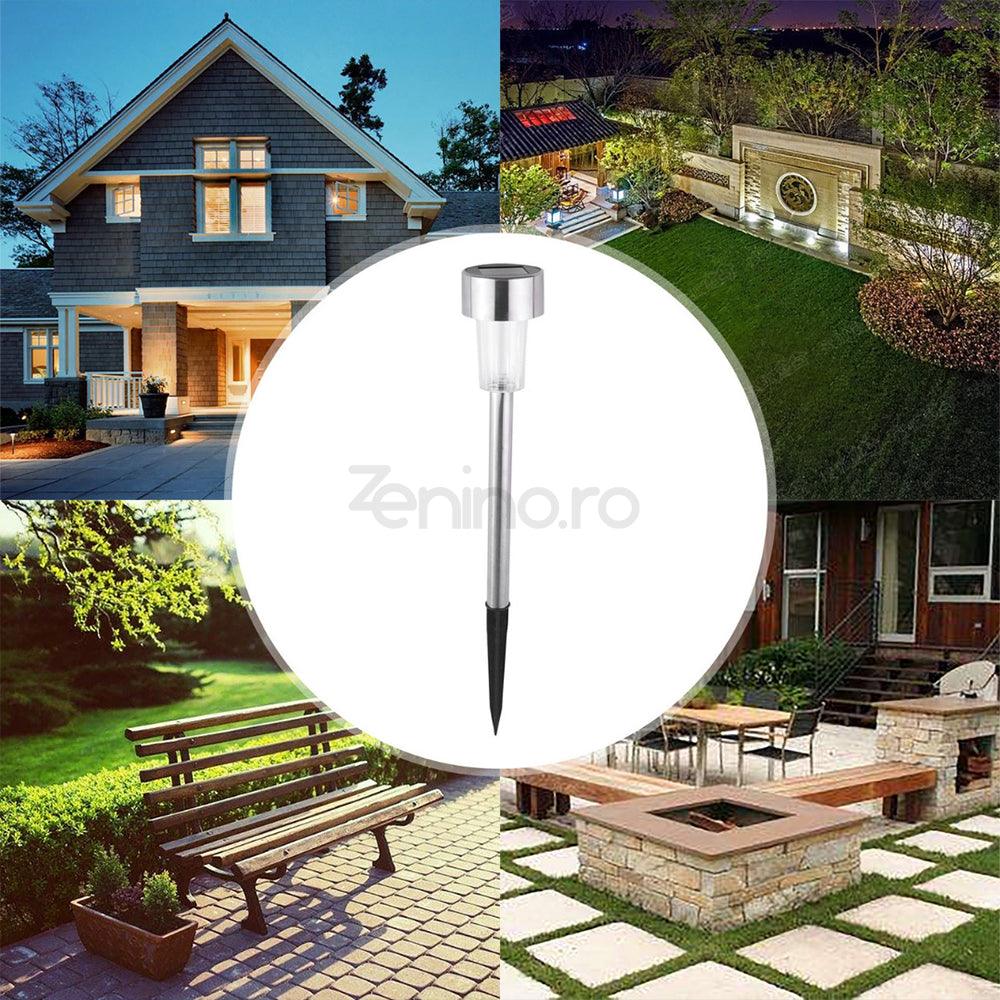 Lampa Solara, Tip Tarus, Impermeabil, Gradina, Terasa, Curte, Exterior, Autonomie 8H, Argintiu/Negru