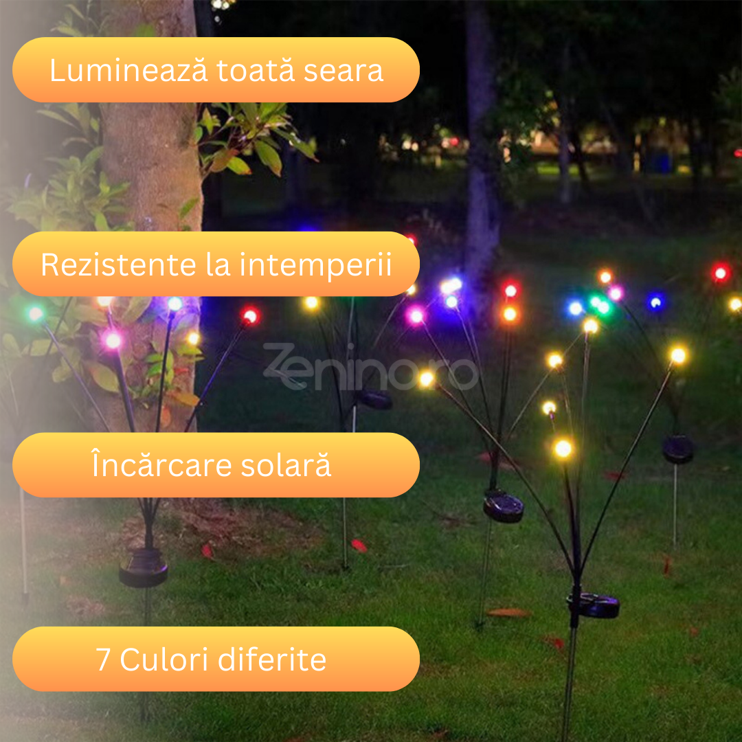 Solar Firefly Lamp, 6 Bulbs, for Garden, IP65, Ground Mount, 8h Battery Life, Height 70 cm, Black