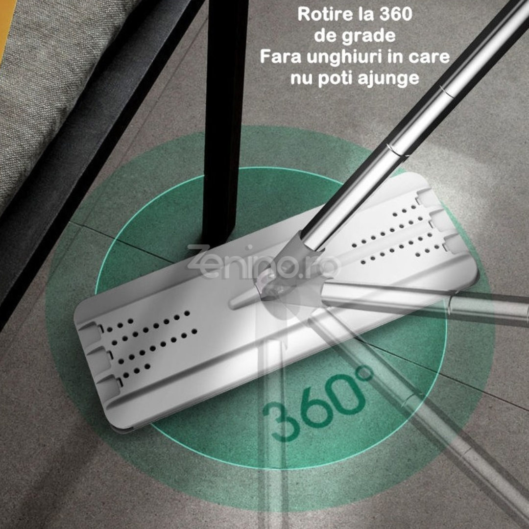 Set Mop Microfibra si Galeata, Absorbtie Rapida, Zimti Curatare Par, 4 Rezerve, Curatare Eficienta, 5.7L, Alb