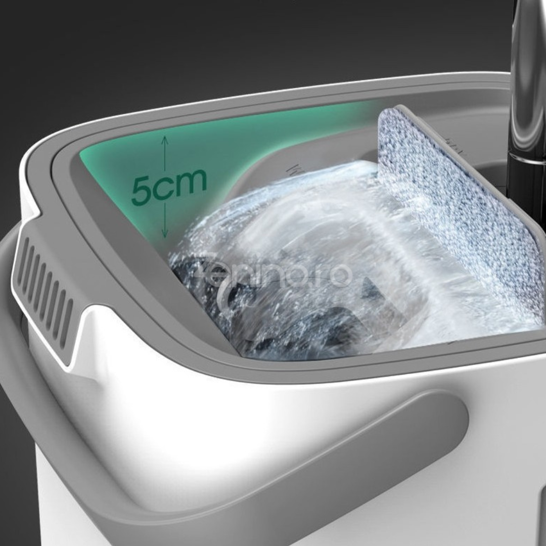 Set Mop Microfibra si Galeata, Absorbtie Rapida, Zimti Curatare Par, 4 Rezerve, Curatare Eficienta, 5.7L, Alb