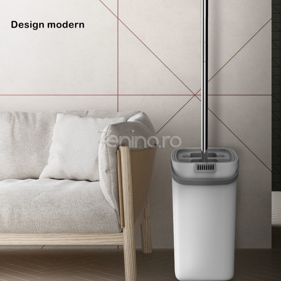 Set Mop Microfibra si Galeata, Absorbtie Rapida, Zimti Curatare Par, 4 Rezerve, Curatare Eficienta, 5.7L, Alb