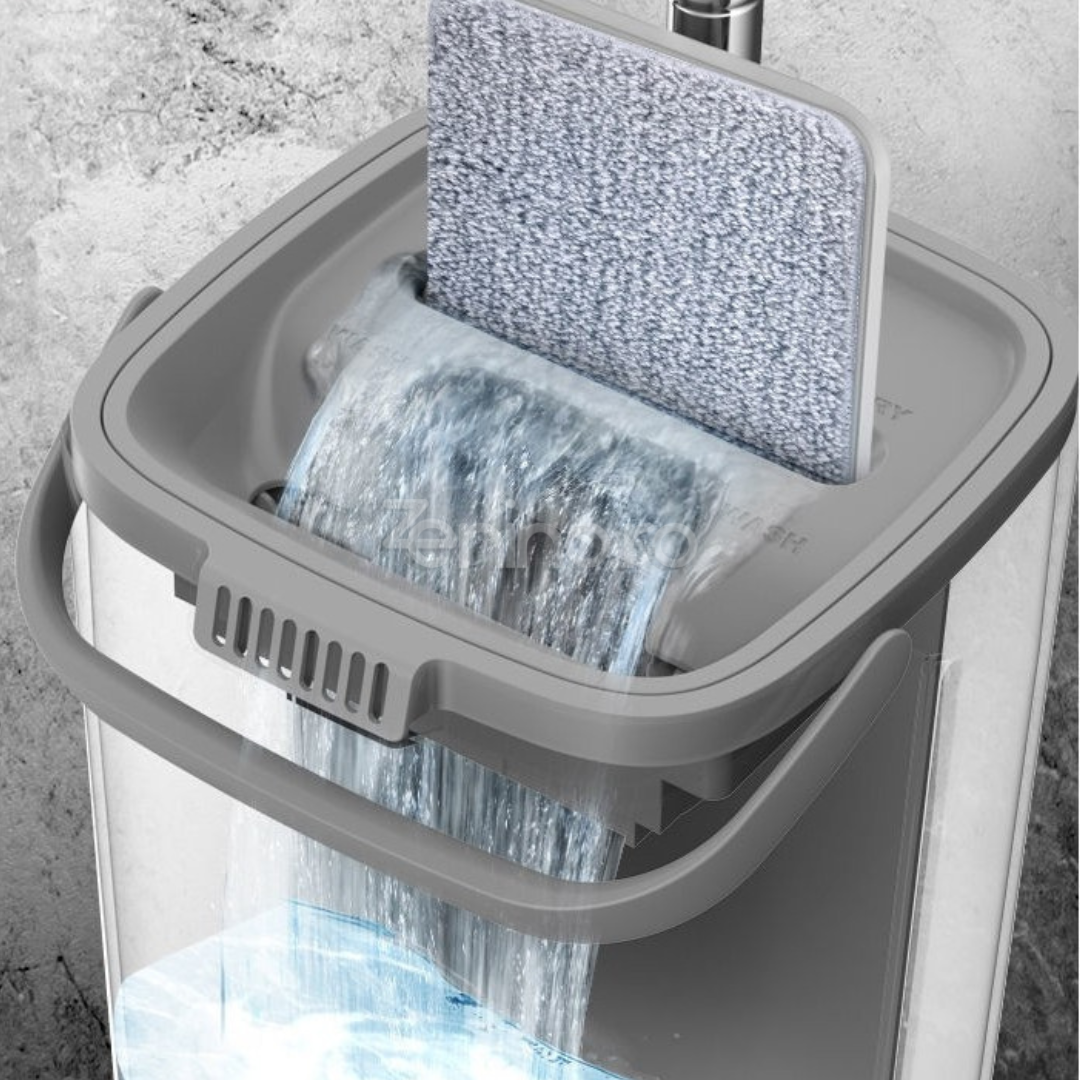 Set Mop Microfibra si Galeata, Absorbtie Rapida, Zimti Curatare Par, 4 Rezerve, Curatare Eficienta, 5.7L, Alb