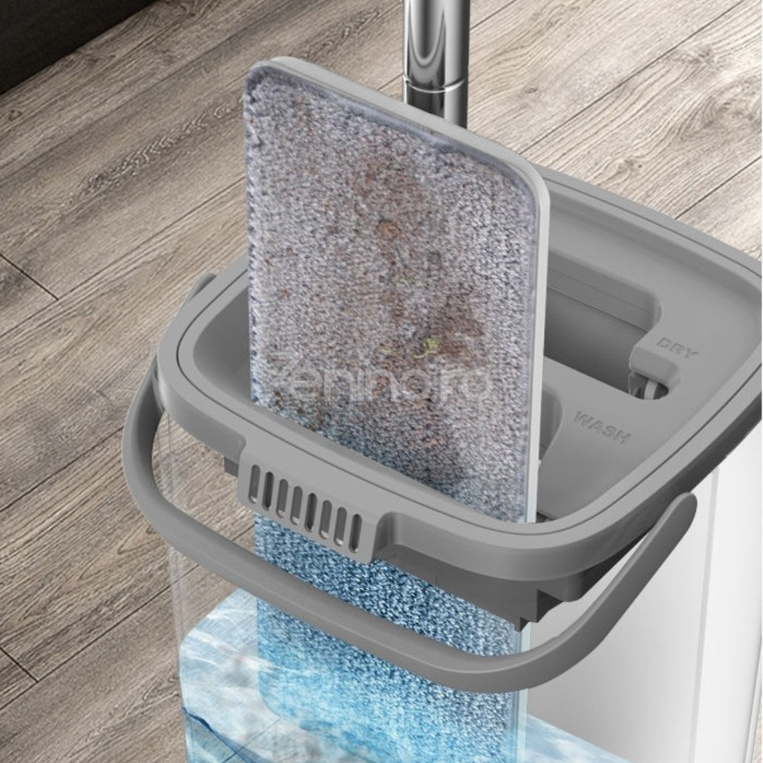 Set Mop Microfibra si Galeata, Absorbtie Rapida, Zimti Curatare Par, 4 Rezerve, Curatare Eficienta, 5.7L, Alb