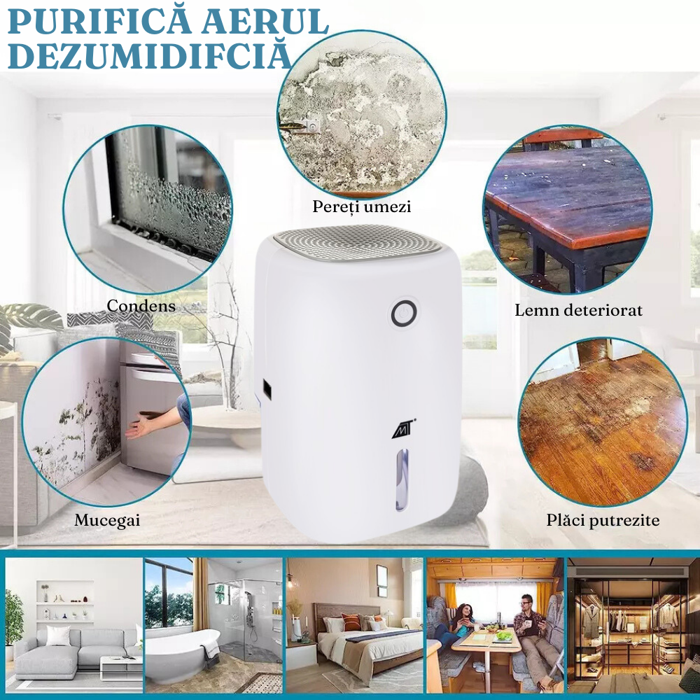 Dezumidificator Electric, Anti-Mucegai, Consum Redus de Energie, 330ml/24h, Silentios, Rezervor 0.8L, 22W