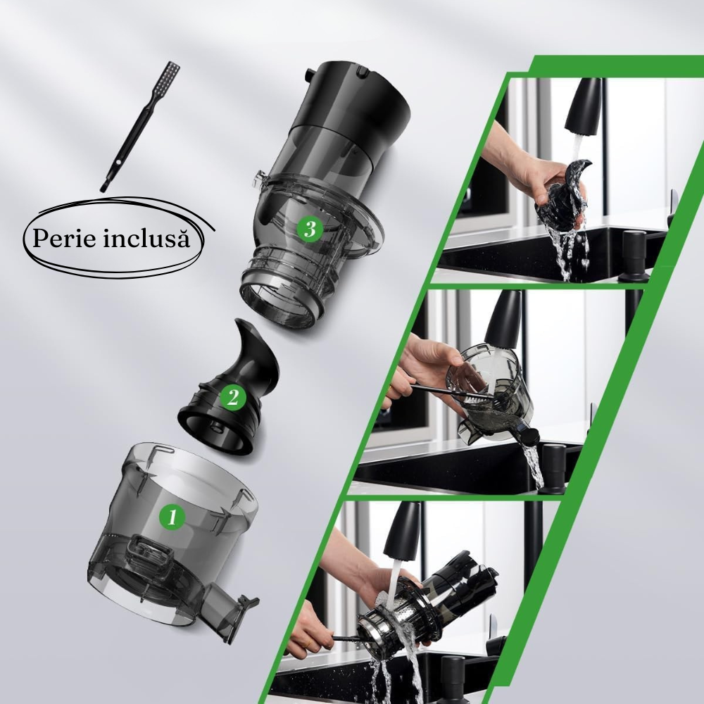 Storcator cu Presare la Rece, Fructe si Legume, 200W, Motor Silentios, Lame Otel,