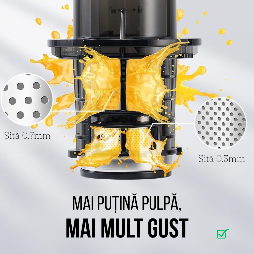 Storcator cu Presare la Rece, Fructe si Legume, 200W, Motor Silentios, Lame Otel,