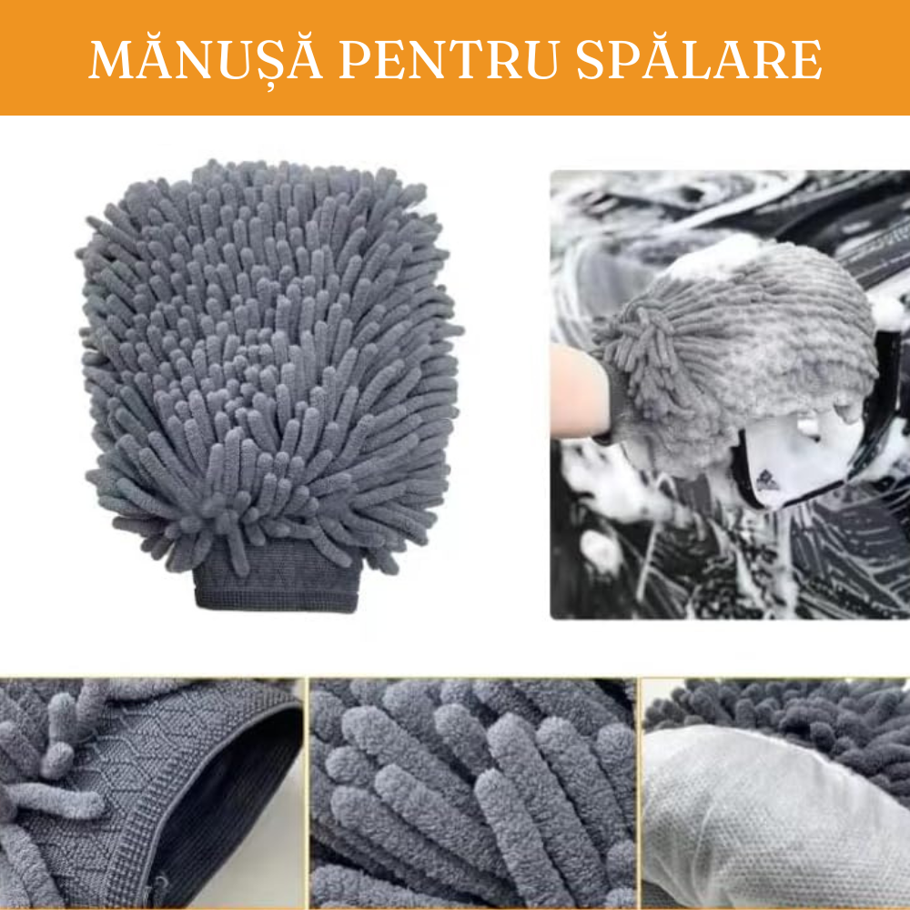 Set Accesorii Curatare Auto, Lavete Microfibra, Perie Anvelope, Pensula Detailing, Burete, Interior/Exterior
